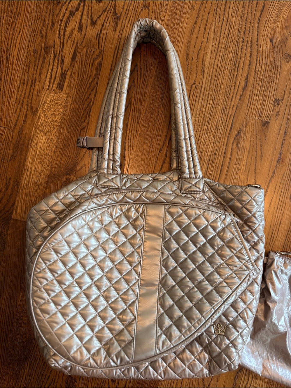Oliver Thomas gold Metallic tennis Tote Shoulder Bag